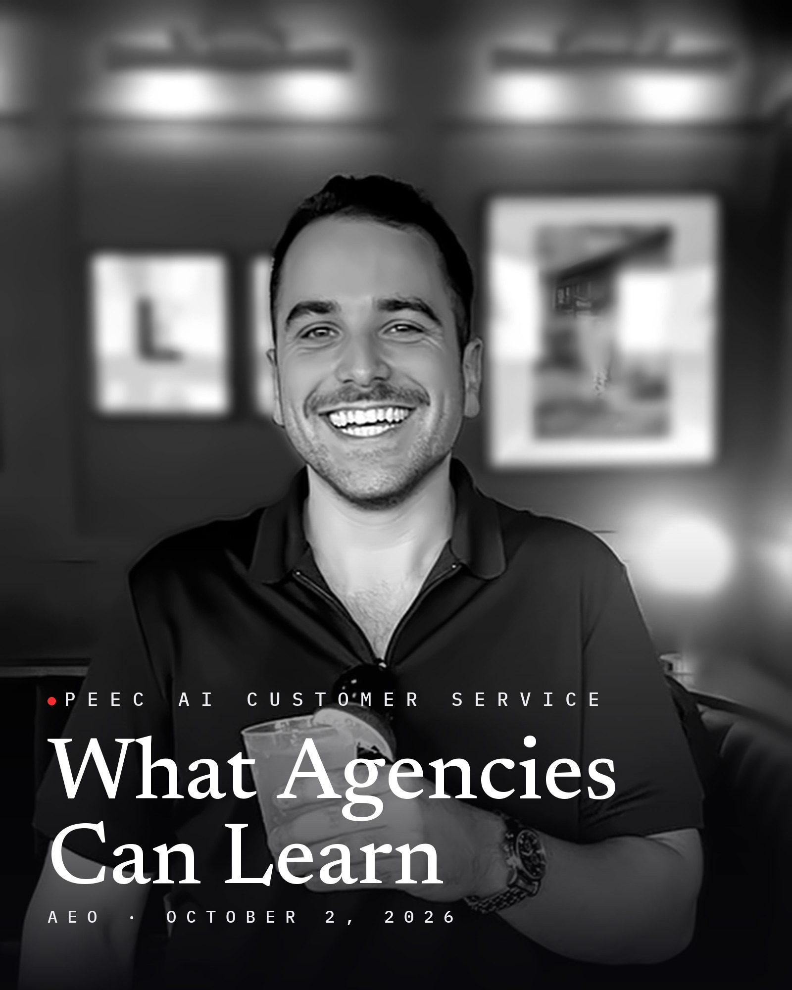 Josh Popkin headshot: Josh Paul Popkin, founder of Position Strategy Group, in a black-and-white portrait holding a drink at a bar, with the title What Agencies Can Learn
